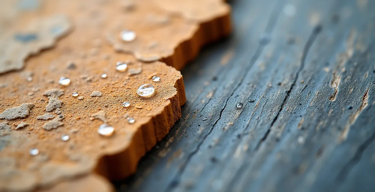 Comparaison macro des textures de grès et de schiste montrant les grains et les feuillets caractéristiques