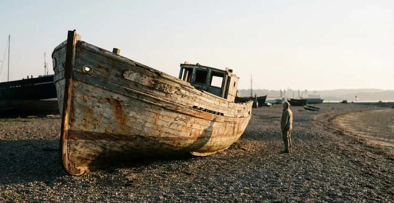 Le langoustier Castel Dinn échoué sur le sillon de Camaret, symbole de l'épopée langoustière